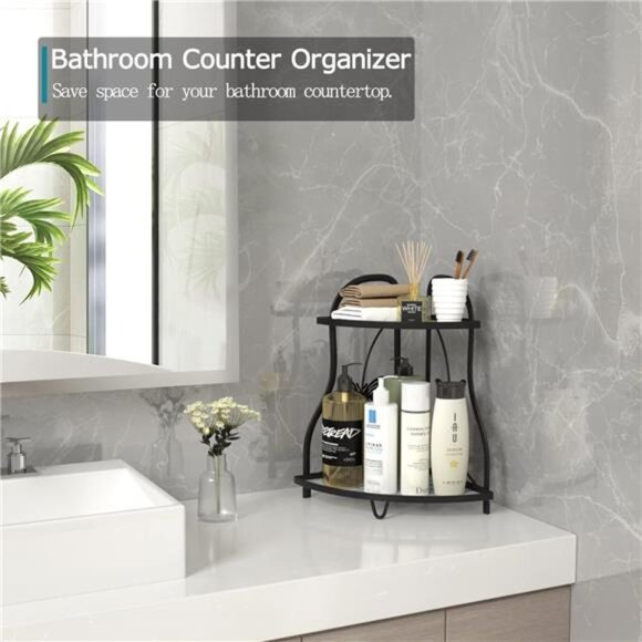 Corner Bathroom Sink Organizer Countertop Shelf, Kitchen Corner Spice Rack - Picture 3 of 7